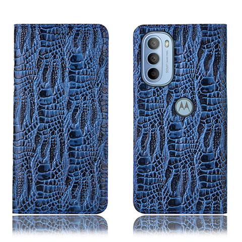 Coque Portefeuille Livre Cuir Etui Clapet H17P pour Motorola Moto G41 Bleu