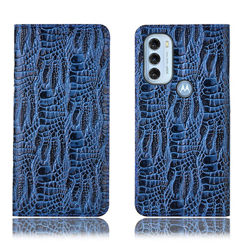 Coque Portefeuille Livre Cuir Etui Clapet H17P pour Motorola Moto G71 5G Bleu