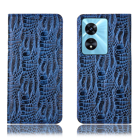 Coque Portefeuille Livre Cuir Etui Clapet H17P pour Oppo A18 Bleu