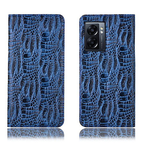 Coque Portefeuille Livre Cuir Etui Clapet H17P pour Oppo A56S 5G Bleu