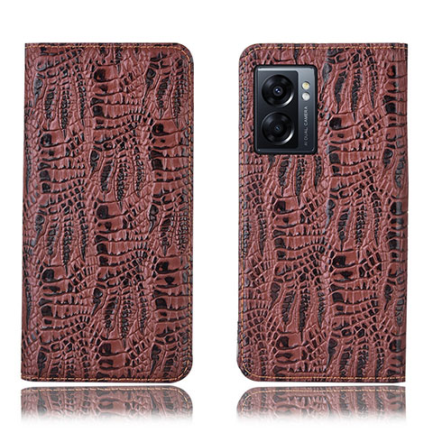 Coque Portefeuille Livre Cuir Etui Clapet H17P pour Oppo A77 5G Marron