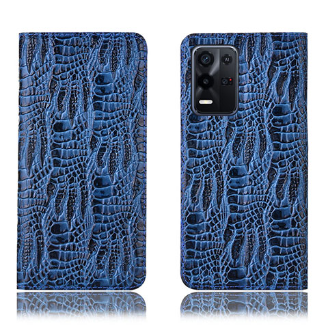 Coque Portefeuille Livre Cuir Etui Clapet H17P pour Oppo K9X 5G Bleu