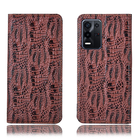 Coque Portefeuille Livre Cuir Etui Clapet H17P pour Oppo K9X 5G Marron