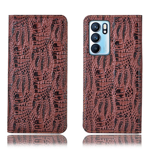 Coque Portefeuille Livre Cuir Etui Clapet H17P pour Oppo Reno6 5G Marron