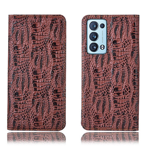 Coque Portefeuille Livre Cuir Etui Clapet H17P pour Oppo Reno6 Pro 5G Marron