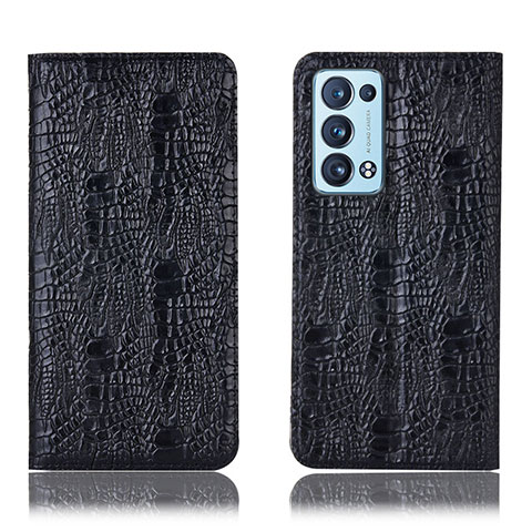 Coque Portefeuille Livre Cuir Etui Clapet H17P pour Oppo Reno6 Pro 5G Noir