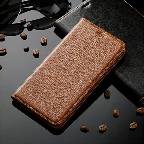 Coque Portefeuille Livre Cuir Etui Clapet H17P pour Vivo iQOO 9 5G Brun Clair