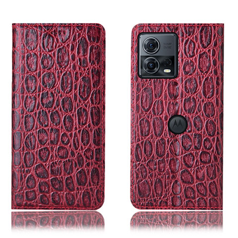 Coque Portefeuille Livre Cuir Etui Clapet H18P pour Motorola Moto Edge 30 Fusion 5G Rouge