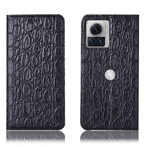 Coque Portefeuille Livre Cuir Etui Clapet H18P pour Motorola Moto Edge X30 Pro 5G Noir