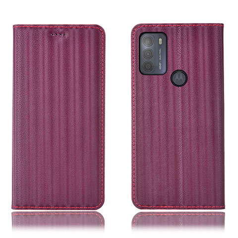 Coque Portefeuille Livre Cuir Etui Clapet H18P pour Motorola Moto G50 Vin Rouge