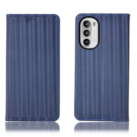 Coque Portefeuille Livre Cuir Etui Clapet H18P pour Motorola Moto G71s 5G Bleu