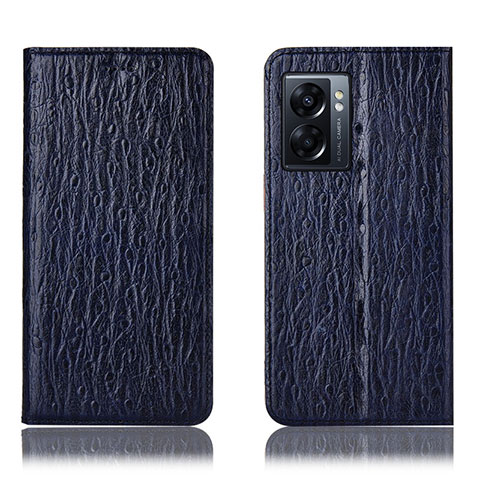 Coque Portefeuille Livre Cuir Etui Clapet H18P pour Oppo A57 5G Bleu