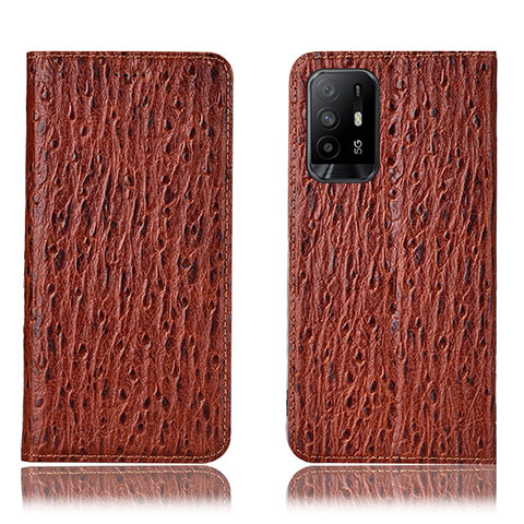 Coque Portefeuille Livre Cuir Etui Clapet H18P pour Oppo A94 5G Marron