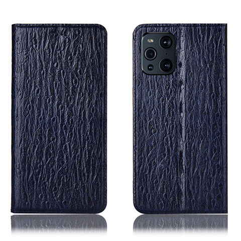 Coque Portefeuille Livre Cuir Etui Clapet H18P pour Oppo Find X3 5G Bleu