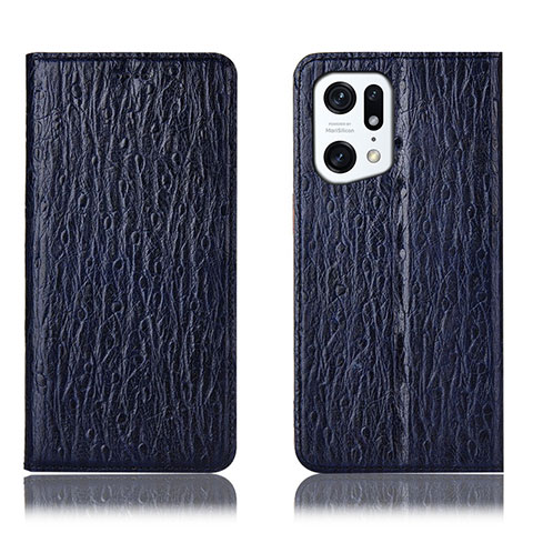 Coque Portefeuille Livre Cuir Etui Clapet H18P pour Oppo Find X5 Pro 5G Bleu