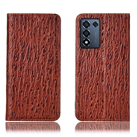 Coque Portefeuille Livre Cuir Etui Clapet H18P pour Oppo K9S 5G Marron