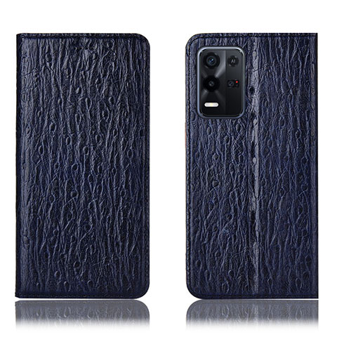 Coque Portefeuille Livre Cuir Etui Clapet H18P pour Oppo K9X 5G Bleu