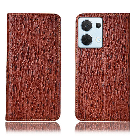 Coque Portefeuille Livre Cuir Etui Clapet H18P pour Oppo Reno8 5G Marron