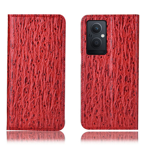 Coque Portefeuille Livre Cuir Etui Clapet H18P pour Oppo Reno8 Lite 5G Rouge