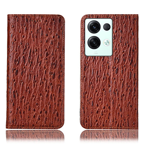 Coque Portefeuille Livre Cuir Etui Clapet H18P pour Oppo Reno9 Pro+ Plus 5G Marron