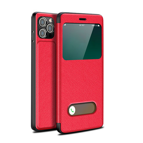 Coque Portefeuille Livre Cuir Etui Clapet H19 pour Apple iPhone 13 Pro Max Rouge