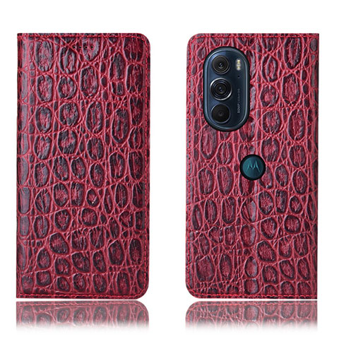 Coque Portefeuille Livre Cuir Etui Clapet H19P pour Motorola Moto Edge Plus (2022) 5G Rouge