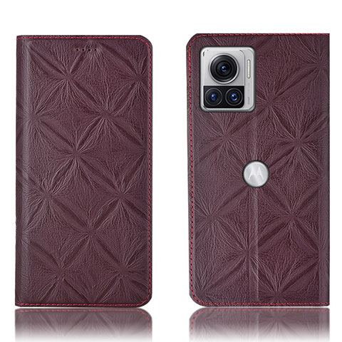 Coque Portefeuille Livre Cuir Etui Clapet H19P pour Motorola Moto Edge X30 Pro 5G Vin Rouge