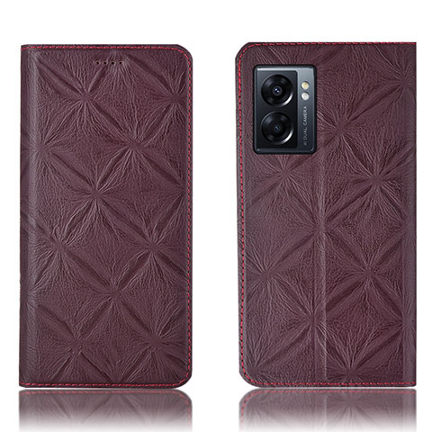 Coque Portefeuille Livre Cuir Etui Clapet H19P pour Oppo A56S 5G Vin Rouge