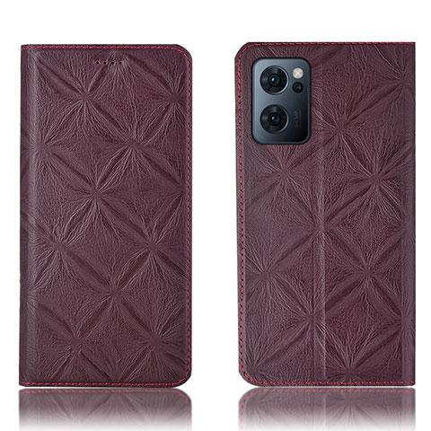 Coque Portefeuille Livre Cuir Etui Clapet H19P pour Oppo Find X5 Lite 5G Vin Rouge