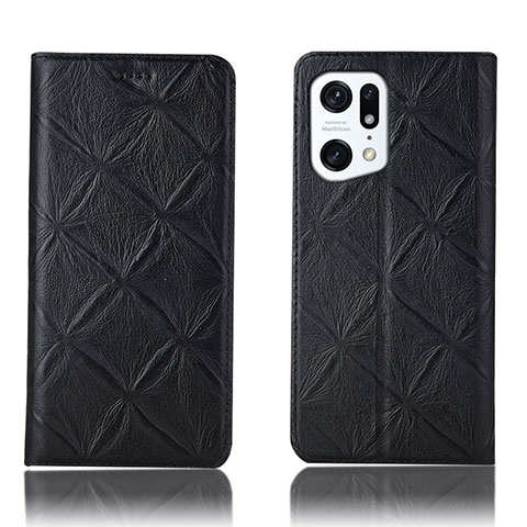 Coque Portefeuille Livre Cuir Etui Clapet H19P pour Oppo Find X5 Pro 5G Noir