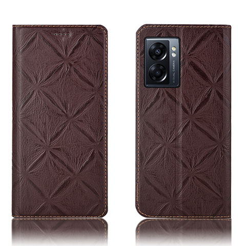 Coque Portefeuille Livre Cuir Etui Clapet H19P pour Oppo K10 5G India Marron