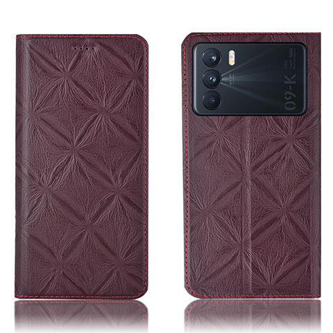 Coque Portefeuille Livre Cuir Etui Clapet H19P pour Oppo K9 Pro 5G Vin Rouge