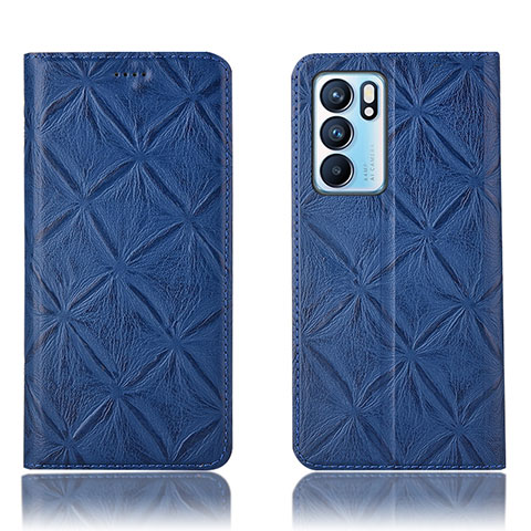 Coque Portefeuille Livre Cuir Etui Clapet H19P pour Oppo Reno6 5G Bleu