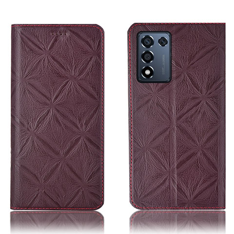 Coque Portefeuille Livre Cuir Etui Clapet H19P pour Realme Q3t 5G Vin Rouge