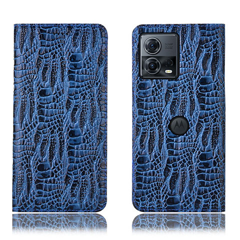 Coque Portefeuille Livre Cuir Etui Clapet H20P pour Motorola Moto Edge 30 Fusion 5G Bleu