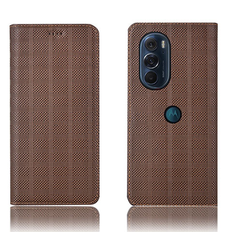 Coque Portefeuille Livre Cuir Etui Clapet H20P pour Motorola Moto Edge 30 Pro 5G Marron