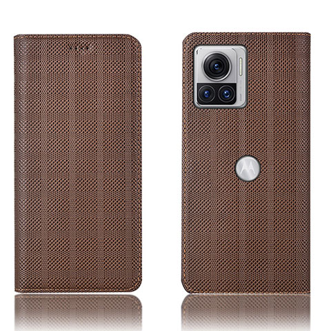 Coque Portefeuille Livre Cuir Etui Clapet H20P pour Motorola Moto Edge 30 Ultra 5G Marron