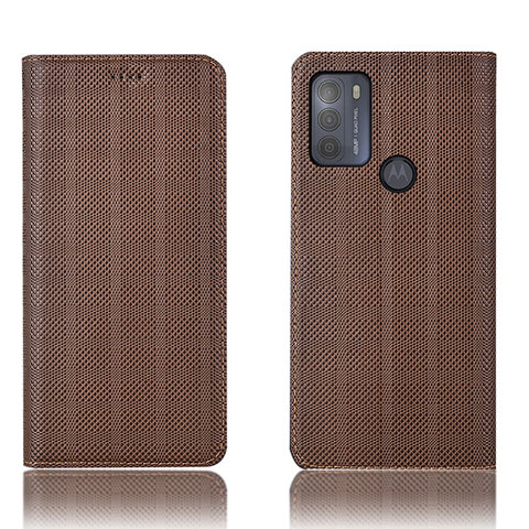 Coque Portefeuille Livre Cuir Etui Clapet H20P pour Motorola Moto G50 Marron