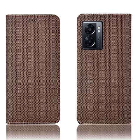 Coque Portefeuille Livre Cuir Etui Clapet H20P pour Oppo A57 5G Marron