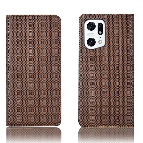 Coque Portefeuille Livre Cuir Etui Clapet H20P pour Oppo Find X5 5G Marron