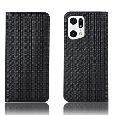 Coque Portefeuille Livre Cuir Etui Clapet H20P pour Oppo Find X5 Pro 5G Noir