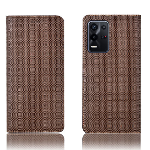 Coque Portefeuille Livre Cuir Etui Clapet H20P pour Oppo K9X 5G Marron