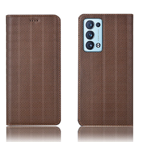 Coque Portefeuille Livre Cuir Etui Clapet H20P pour Oppo Reno6 Pro+ Plus 5G Marron