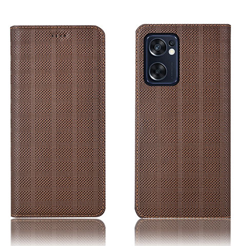 Coque Portefeuille Livre Cuir Etui Clapet H20P pour Oppo Reno7 SE 5G Marron