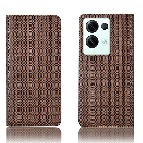 Coque Portefeuille Livre Cuir Etui Clapet H20P pour Oppo Reno8 Pro 5G Marron