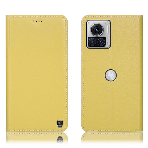 Coque Portefeuille Livre Cuir Etui Clapet H21P pour Motorola Moto Edge 30 Ultra 5G Jaune