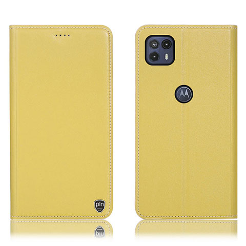 Coque Portefeuille Livre Cuir Etui Clapet H21P pour Motorola Moto G50 5G Jaune