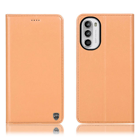 Coque Portefeuille Livre Cuir Etui Clapet H21P pour Motorola MOTO G52 Orange