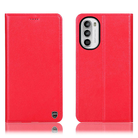 Coque Portefeuille Livre Cuir Etui Clapet H21P pour Motorola MOTO G52 Rouge