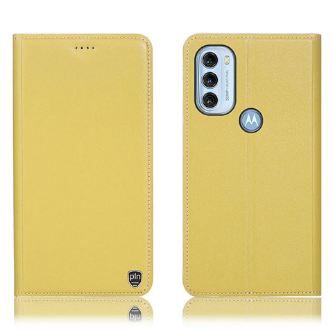 Coque Portefeuille Livre Cuir Etui Clapet H21P pour Motorola Moto G71 5G Jaune